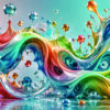 Art liquide Vagues liquides multicolores et gouttes brillantes pour sublimation sur mug