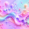 Pastel Vagues pastel roses, lilas et bleu clair avec bulles et perles pour mug