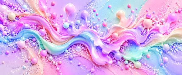 Pastel Vagues pastel roses, lilas et bleu clair avec bulles et perles pour mug