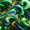Volutes Volutes vert émeraude et bleues avec ornements dorés pour mug