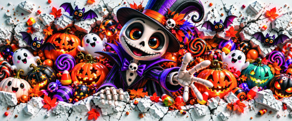 Lot de 5 dessins Halloween pour sublimation sur mugs 11 oz.